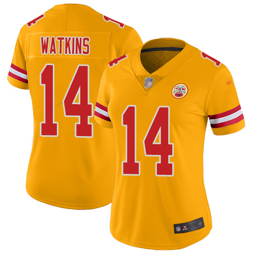 Women Kansas City Chiefs #14 Watkins Sammy Limited Gold Inverted Legend Football Nike NFL Jersey